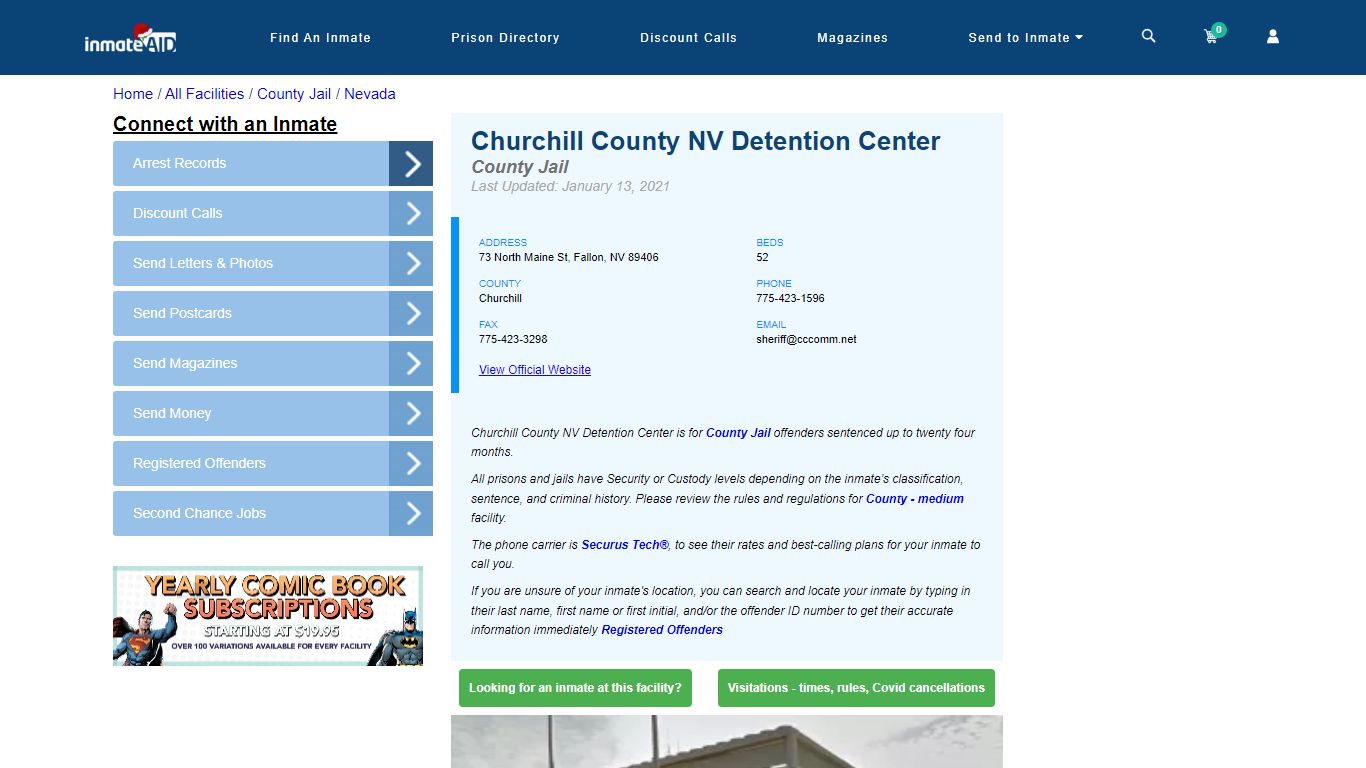 Churchill County NV Detention Center - Inmate Locator - Fallon, NV